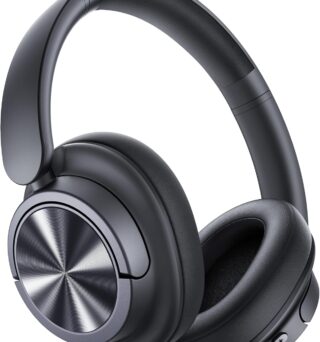Hybrid Active Noise Cancelling Headphones 120H Playtime Wireless Headphones Bluetooth 6.0 Over Ear Headphones with 6 ENC HD Call Mic, Hi-Res 360° Spatial Audio ANC Headphone for Travel Workout Black